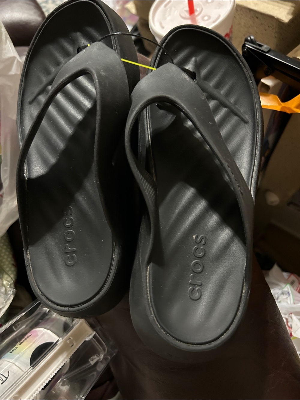 CROCS Getaway Women’s Black Foam Flip Sandal Ladies’ Woman’s size 6 EUC